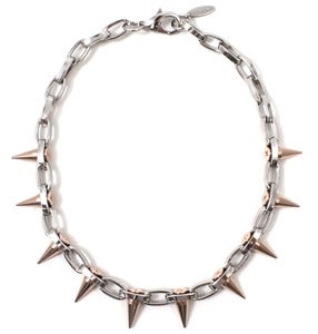 Image of Metal-Luxe Single Row Spike Choker - Rhodium/Rose Gold Spikes