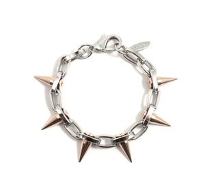 Image of Metal-Luxe Single Row Spike Bracelet - Rhodium/Rose Gold Spikes