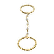 Image of Beaded Chained Ring, Pearl