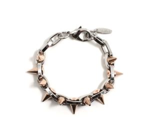 Image of Metal-Luxe Double Row Spike Bracelet - Rhodium/Rose Gold Spikes