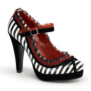 Image of Pin-Up/Demonia Black White Stripe Bettie Heels