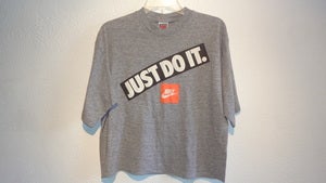 Image of Vintage NIKE Just Do IT Mid Drift TShirt (Grey/Orange Tag) Large