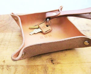 Image of Monogrammed Leather Accessory Tray Made in USA