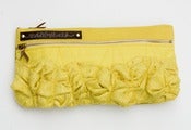Image of tough ruffles double zip clutch in perfect yellows