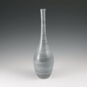 Image of Tall Bottle Vase - Steel Blue Grey