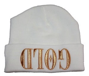 Image of GOLD  White Beanie