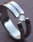 Image of Titanium GRACEFUL Tension Set Band APPRAISED One Third Carat Colorless Heirloom Diamond Ring