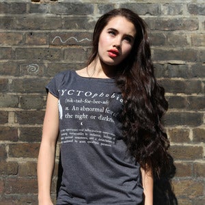 Image of NYCTOPHOBIA charcoal raw t-shirt