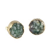 Image of Green Druzy Stud Earrings
