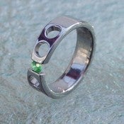 Image of Titanium Tension Set Green Tsavorite Garnet Engagement Band
