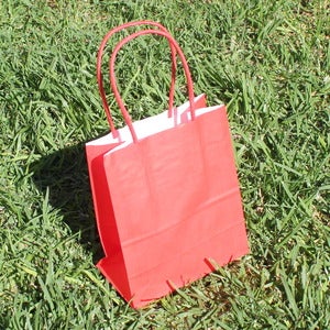 Image of Red Kraft String Handle Loot Bags