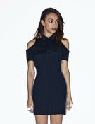 Image of All-Star Zip Dress in Black Silk Seersucker