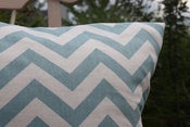 Image of Aqua Blue and Natural Decorative Pillows Chevron For the Nursery