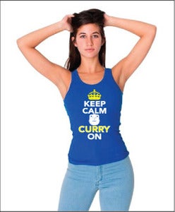 Image of Womens: Keep Calm & CURRY On - Ribbed Tanks (Royal Blue)