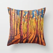 Image of Birch Trees in the Fall Designer Fabric Throw Pillow