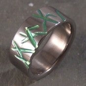 Image of Titanium Green Grass Hand Carved Band