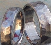 Image of Titanium Ground Textured Band Wedding Ring Set