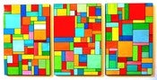 Image of Odyssey no7 - Large Original Geometric on 3 Wood Panels