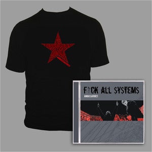 Image of AMBASSADOR21 "Red Star" t-shirt + "Fuck All Systems" CD + button