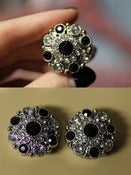Image of 7/8" Silver & Black Rhinestone Plugs!