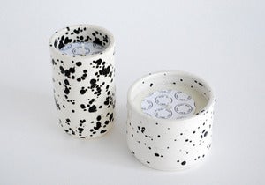 Image of Speckled black & white ceramic soy candle