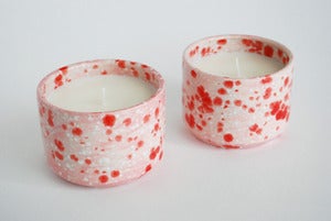 Image of Speckled pink ceramic soy candle