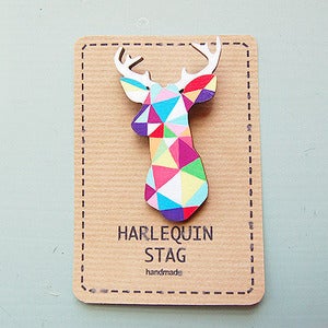 Image of Geometric Multi Colour Stag Brooch by Sketch Inc 
