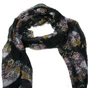Image of Black floral skull scarf