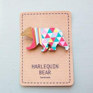 Image of Geometric Neon Bear Brooch by Sketch Inc 