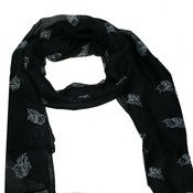 Image of Owl print scarf in black or plum