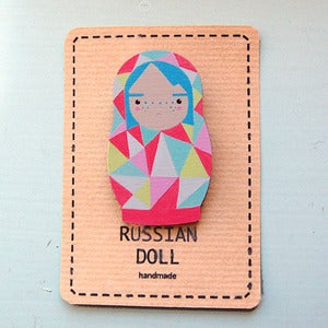 Image of Grumpy Russian Doll Brooch by Sketch Inc 