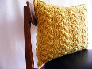 Image of Hand Knit Chunky Cable Knit (Honey) (50 x 40cm)