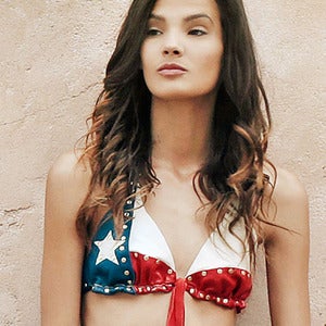 Image of Texas Flag Lambskin Leather Custom Bikini Top