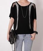Image of Lora Grenadine Insert Jersey Tee- Black