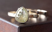 Image of Natural Yellow-Green Rose Cut Diamond in 14kt Yellow Gold