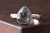 Image of Natural Rose Cut Black Diamond Ring in 14kt White Gold