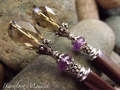 Image of Victorian Smoke Gemstone Hairsticks | Smoky Quartz Teardrops, Amethyst Gemstones, Sterling Accents