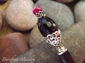 Image of Renaissance Treasure Hairstick | Faceted Smoky Quartz, Genuine Ruby, Sterling Silver