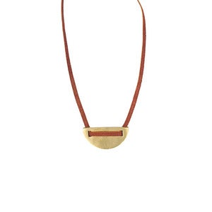 Image of SMALL Threaded Bronze Amulet Necklace - Half Moon - MORE COLORS