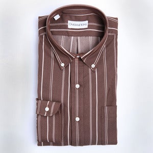 Image of O&S Brown Denim Stripe Midwood, Size Small
