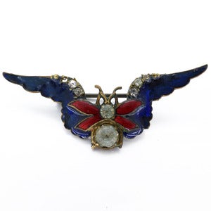Image of Vintage Art Deco Blue Enamel Paste Bug Insect RAF Sweetheart Pin Brooch
