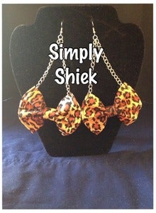 Image of Cheetah Bow Earrings on a Chain