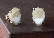 Image of One of a Kind White/Yellow Druzy Agate Geode Studs 14kt Gold