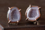 Image of One of a kind Druzy Agate Geode Stud Earrings in 14k Rose Gold