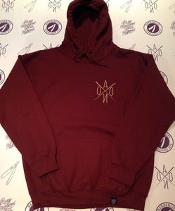 Image of AONO LOGO HOOD PULLOVER Burgundy & Gold