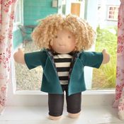 Image of Outfit: Striped Tee, Jeggings and Lined Green Hooded Jacket