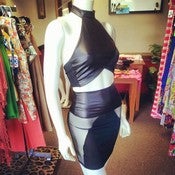 Image of Leatherette and Mesh 2 Piece Set 