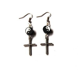 Image of Yin Yang Cross Earrings