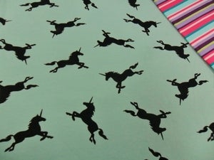 Image of Legendary (Seafoam) - Unicorns on Soft Cotton Loopback with Lycra - Per 2 Yards, Shipped
