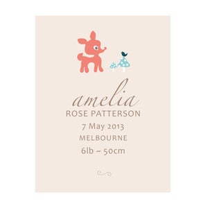 Image of 'Doe a deer' Personalised Birth Art Print